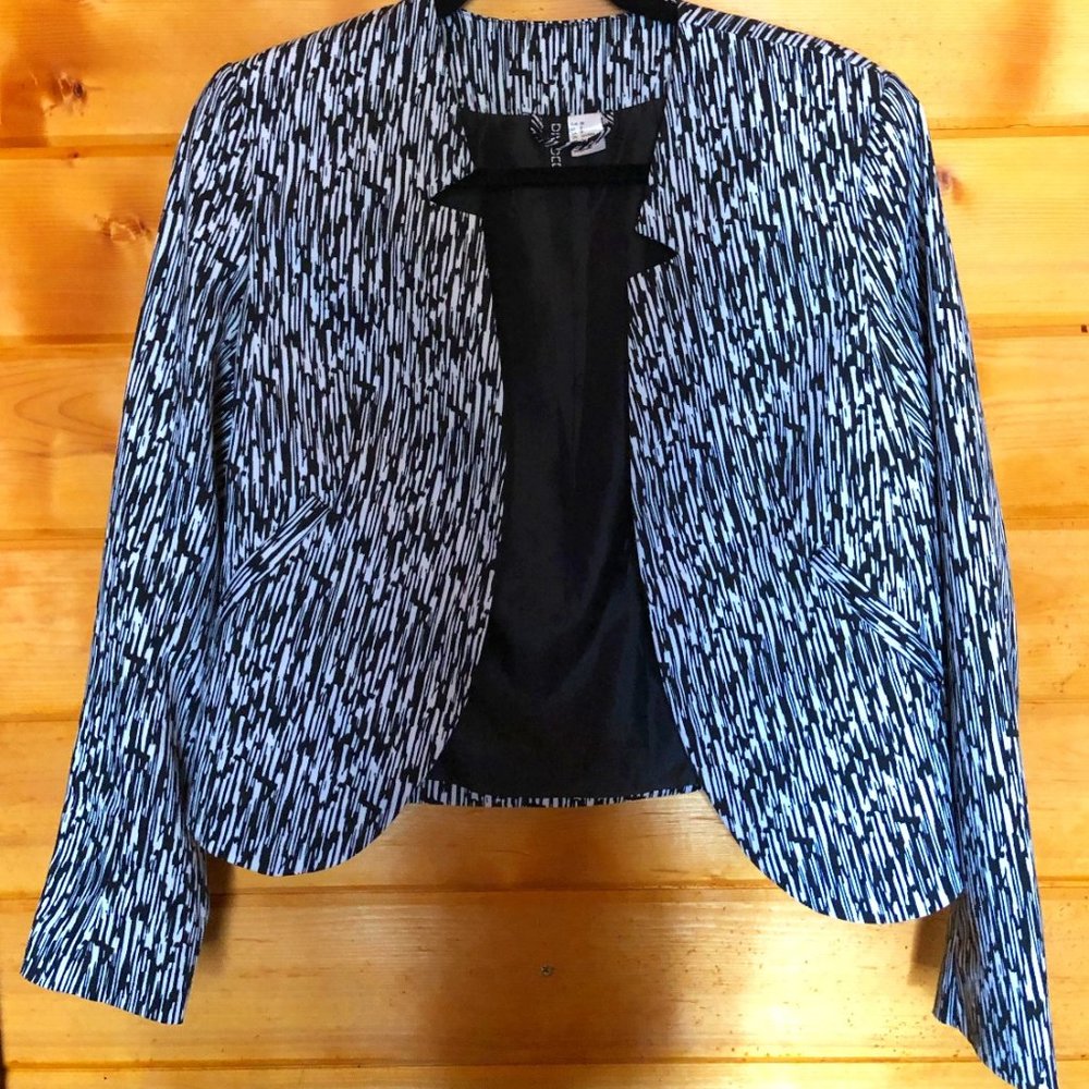 Multi Color Pattern Black and White Blazer
